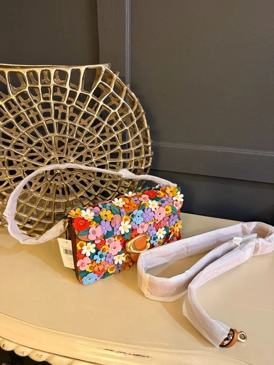 Coach Tabby Shoulder Bag 26 Floral Appliqué Nappa Leather CDZ35 - Picture 3 of 17